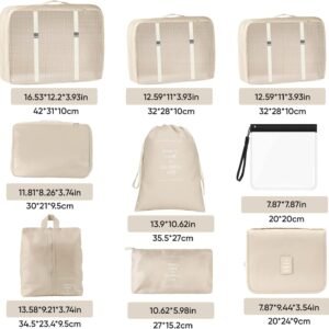 Compression Packing Cubes for Travel 9 Set, Expandable Large Luggage Packing Organizers Suitcase Organizer Cubes with Liquids Bags & Hanging Toiletry Bag, Travel Accessories Luggage Carry On Suitcase - Image 3