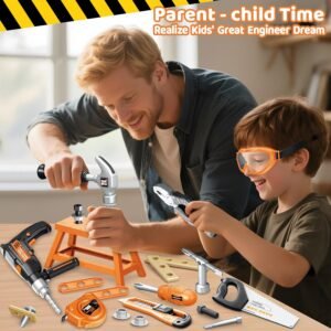 OCHIDO Kids Tool Set with Tool Box & Electronic Toy Drill, 41PCS Toddler Tool Set Kids Construction Toys for Ages 3,4,5,6,7,8, Kid Tools Boy Toys for Boys Christmas Birthday Gifts - Image 4