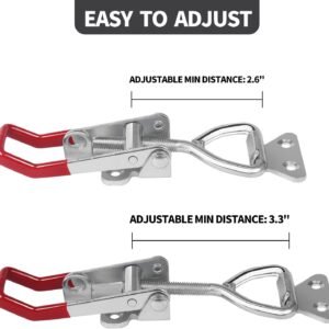 Heavy Duty Toggle Latch Clamp 4003, Large Adjustable Toggle Clamp Latch With Lock Hole, 1320Lbs Holding Capacity Pull Latch for Smoker Lid Jig, Tool Box Case - 4Pack (with 20PCS Screws) - Image 3