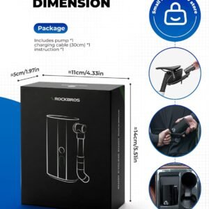 ROCKBROS 150PSI Mini Electric Bike Pump, 32s Fast Inflation, Bike Tire Pump with Digital Gauge, Auto-Shutoff, Compatible with Presta and Schrader Valves - Image 7