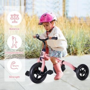 YGJT 3 in 1 Tricycle for Toddlers Age 2-5 Years Old, Folding Kids Balance Bike with Adjustable Seat and Removable Pedal, Toddler Bike Ride-on Toys for Infant, Gifts for Baby Girls Birthday(Pink) 18 YGJT 3 in 1 Tricycle for Toddlers Age 2-5 Years Old, Folding Kids Balance Bike with Adjustable Seat and Removable Pedal, Toddler Bike Ride-on Toys for Infant, Gifts for Baby Girls Birthday(Pink) - Image 9