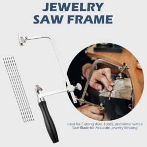 Mefape Jewelers Tools Set, Ring Making Kit, Silversmithing Starter Kit, Ring Sizer Mandrel Measuring Tool, Jeweler Saw Frame, Bench Pin Clamp Silversmithing Supplies - Image 6