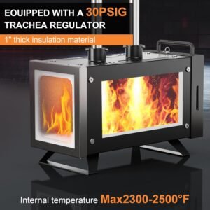 MMasters 2 Burner Propane Forge Kit – Square Mini Gas Forge with Base for Knife Making, Blacksmithing & Farrier Tools - Image 4