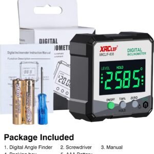 Digital Angle Gauge Meter, XRCLIF Magnetic Base Level Box Angle Finder Protractor Bevel Gage Inclinometer Measuring Tool for Carpentry, Building, Masonry Bevel - Image 8