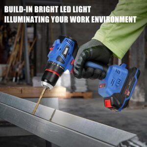 Cordless Drill Set,18V Brushless Power impach driver with Battery and Charger, 3/8" Keyless Chuck, Variable Speed, Drill Driver Bits Kit for Drilling and Tightening/Loosening Screws - Image 8