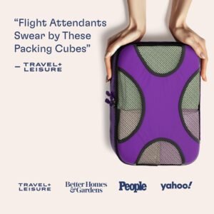 Shacke Premium 5 Packing Cubes Set - Lightweight Mesh Travel Luggage Organizers with Laundry Bag, 5-Piece Suitcase Storage System (Orchid Purple) - Image 4