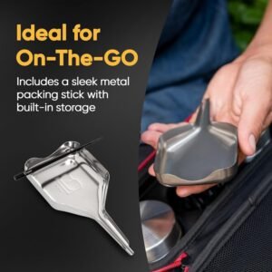 BlueBus TIGER Metal Rolling Tray and Cone Loader - Compact Stainless-Steel Rolling Tray Set with Packing Stick - Rust Resistant Easy to Store – Rolling kit with a Built in Funnel - Image 6