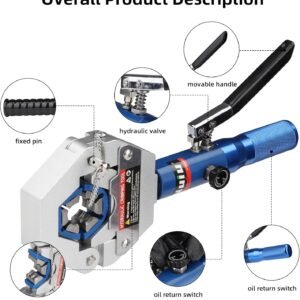 FS-7842A Hydraulic Hose Crimper Kit - 8T Handheld Crimping Tool w/Quick-Lock Dies, 7 Molds for Auto A/C, HVAC & Industrial Piping (3/8"-7/8") - Image 5