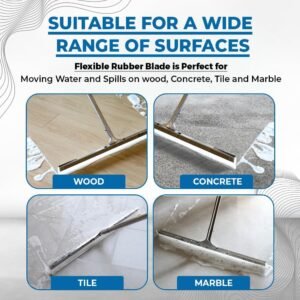 MHM AquaSlide PushPro – 28-Inch Heavy Duty Squeegee for Concrete Floors & Wet Surfaces | Industrial Rubber Blade Water Removal Tool for Garages, Warehouses, Driveways & Commerical Use - Image 6
