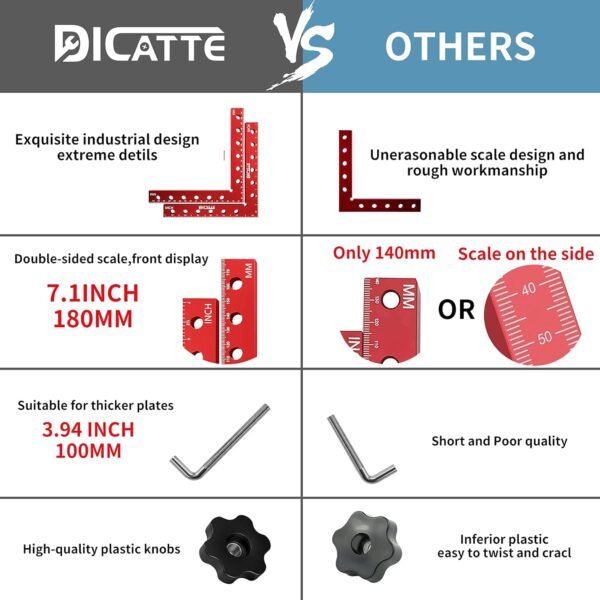 90 Degree Positioning Square Right Angle Clamp 7.1" x 7.1" Aluminum Alloy Woodworking Carpenter Tool,4 Pcs Right Angle Clamps With 8 Clamps,For Picture Frame Box Cabinets Drawers 3 71RWLhBv8xS. AC SL1500