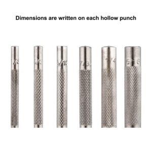 Spurtar 6PCS Leather Hole Punch 1/8'' - 5/16'' Heavy Duty Round Hollow Belt Hole Puncher High Carbon Steel Leather Punch Tool for Belts Watch Cloth Gaskets with Storage Bag - Image 6