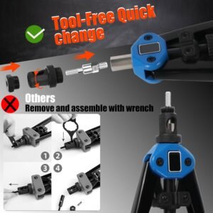 126pcs Rivet Nut Tool Kit Compatible with Astro 1442 1450, 13" Rivet Gun Kit with 7 Metric Mandrels, Nutsert Tool Kit, 110pcs Rivnut Tool with BMC Case - Image 5
