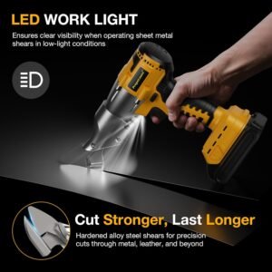 Cordless Metal Shears for Dewalt 20V Max - 14GA Steel Metal Cutter, 360° Pivoting Head, 400Nm Torque Cutting Stainless Sheet, Iron, Carpet, Leather, Cardboard(NO Battery) - Image 7