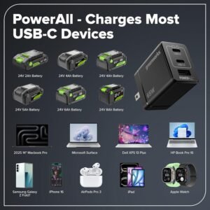 GREENWORKS 24V (5-TOOL) Combo (Drill + Impact Driver + Circular Saw + Multi-Tool + Flashlight), 4.0Ah + 2.0Ah (24,000mAh Power Bank) Batteries, (2) Cables, 65W Rapid Charger - Image 4