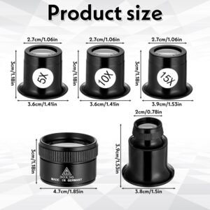 5 Pcs Jewelers Loupe with 30 x 36 mm Lens, Portable Magnifying Glass Eye Loops Magnifier Watch Jewelry Experimental Repair Tool for Textile Optical Circuit Coins, 5X 10X 15X 20X - Image 3