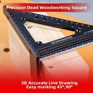 Big Carpenter Square 6x7.5 Inch Hole Scribing Ruler 3D Multi Angle Measuring Ruler 22.5-90 Degree Woodworking Square with Fixed Angle Pin 4 in 1 Square for Engineering and Construction - Image 5