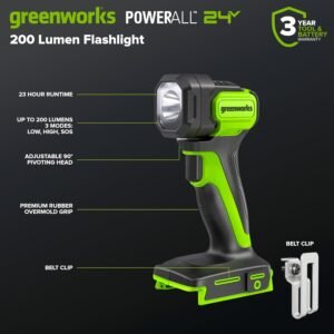 GREENWORKS 24V (5-TOOL) Combo (Drill + Impact Driver + Circular Saw + Multi-Tool + Flashlight), 4.0Ah + 2.0Ah (24,000mAh Power Bank) Batteries, (2) Cables, 65W Rapid Charger - Image 11