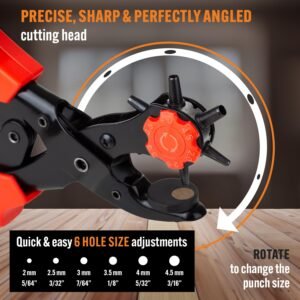 Professional Heavy Duty Belt Hole Puncher for Leather, Multi-Size Rotary Leather Hole Punch Tool Set with Ergonomic Handles for Easy, Precise Belt Fixes, Straps, Collars, Bags, Shoes, DIY Crafts - Image 3