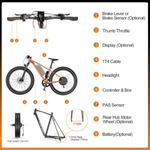 BAFANG 48V 1000W Fat Tire EBike Conversion Kit - Dominate Winter Terrain with High-Torque Rear Hub Motor for 20"/26" Wheels in Deep Snow, Includes Display & Battery（Optional） - Image 9