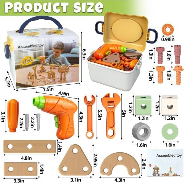 YongnKids 158 Pcs Kids Tool Set with Drill, Construction STEM Building Blocks with Storage Box Educational Tool Kit Pretend Play Kid Toy for Kids Age 3 4 5 6 7 8 Years Birthday Gift 8 71Wijg JFpL. AC SL1500
