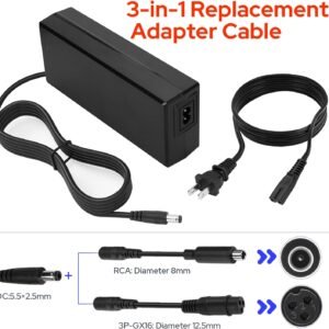 Hyleton UL Certified 54.6V 2A Fast Electric Bike Battery Charger (Three Plugs), 48V Lithium Battery Charger, Overvoltage/Overcurrent/Overtemperature/Short Circuit Protection, Fireproof V0 Housing. - Image 3