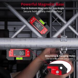 Digital Angle Finder Tool Dual Axis X-axis of 4×90° and Y-axis of ±60° Powerful Magnetic Base Level Box Type-C Rechargeable Digital Inclinometer with LED Display for Woodworking Table Saw - Image 6