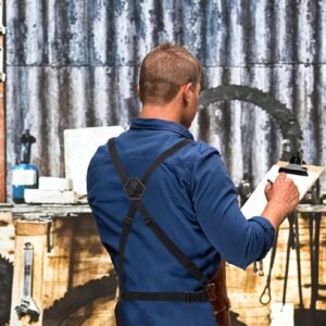 eletecpro Heavy Duty Leather Welding Apron Genuine Cowhide Flame & Heat Resistant Adjustable 42Lx24W with 6 Tool Pockets and Gloves for Mechanic, BBQ, Woodworking, Gardening, Men & Women Gift, Brown - Image 7