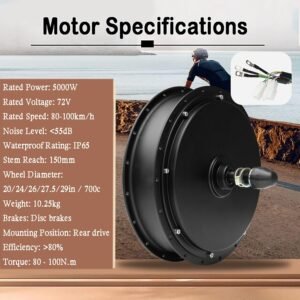 72V 5000W Electric Bike Conversion Kit 150Mm Dropout Rear Wheel 24-29 Inch MTX39 5KW Mountain Bike Kit W/80A 3-Mode Controller,PAS,Twist Throttle,Display,Speed 100Km/H 11 72V 5000W Electric Bike Conversion Kit 150Mm Dropout Rear Wheel 24-29 Inch MTX39 5KW Mountain Bike Kit W/80A 3-Mode Controller,PAS,Twist Throttle,Display,Speed 100Km/H - Image 3