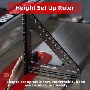 Big Carpenter Square 6x7.5 Inch Hole Scribing Ruler 3D Multi Angle Measuring Ruler 22.5-90 Degree Woodworking Square with Fixed Angle Pin 4 in 1 Square for Engineering and Construction - Image 7