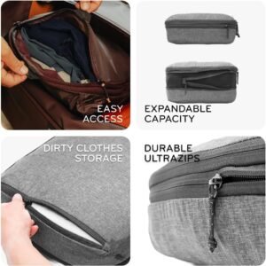 Peak Design Packing Cube, Charcoal, Weatherproof Luggage Cube with Dual Compartment Organization, Expansion and Compression, Zipper Opening, Travel Organizer for Men and Women, Size M - Image 3