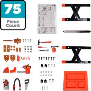 Black+Decker Kids Workbench - Power Tools Workshop - Build Your Own Toy Tool Box – 75 Realistic Toy Tools and Accessories [Amazon Exclusive] - Image 6