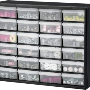 Akro-Mils 24-Drawer Plastic Drawer Storage Cabinet for Garage Organization, Bead Organizer, Building Bricks Storage, Teacher Toolbox, Makeup Organizer, 20" W x 6" D x 16" H, 10724 Black - Image 9