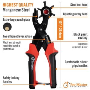 Professional Heavy Duty Belt Hole Puncher for Leather, Multi-Size Rotary Leather Hole Punch Tool Set with Ergonomic Handles for Easy, Precise Belt Fixes, Straps, Collars, Bags, Shoes, DIY Crafts - Image 7