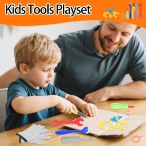 Kids Tool Set with Cardboard Cutter for Kids - 378Pcs STEM Construction Kit with Safe Saws, Fold-Roller, Gloves | Creative Building Educational Toys Gift for Boys Girls 4+ - Image 8