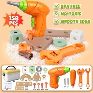 YongnKids 158 Pcs Kids Tool Set with Drill, Construction STEM Building Blocks with Storage Box Educational Tool Kit Pretend Play Kid Toy for Kids Age 3 4 5 6 7 8 Years Birthday Gift 15 YongnKids 158 Pcs Kids Tool Set with Drill, Construction STEM Building Blocks with Storage Box Educational Tool Kit Pretend Play Kid Toy for Kids Age 3 4 5 6 7 8 Years Birthday Gift - Image 7