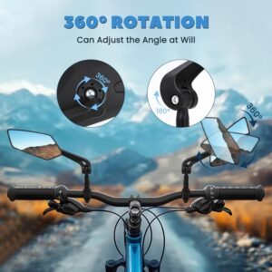 Bike Mirror 1 Pair HD Bicycle Mirrors for Handlebars, 360° Adjustable Rear View Mirrors for Ebike E Bike Dirt Bike Moped Bike MTB Mountain Bike Road Bike Motorcycle and Electric Scooter - Image 5