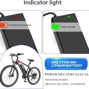 Hyleton UL Certified 54.6V 2A Fast Electric Bike Battery Charger (Three Plugs), 48V Lithium Battery Charger, Overvoltage/Overcurrent/Overtemperature/Short Circuit Protection, Fireproof V0 Housing. - Image 6