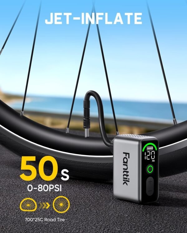 Fanttik X10 Ace Tiny Mini Electric Bike Pump, 120 PSI Compact Air Pump with Presta and Schrader Valve, Fast Inflate Electric Bike Pump Portable for Road Bike 4 71cut9Cx17L. AC SL1500