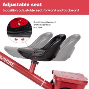 Bobike Toddler Tricycle for Ages 2-5 Years, Tricycle with 2 LED Light Wheels, Toddler Bike with 3-Position Seat and Rear Basket, Kids Bike Gift for Boys & Girl (Red) 12 Bobike Toddler Tricycle for Ages 2-5 Years, Tricycle with 2 LED Light Wheels, Toddler Bike with 3-Position Seat and Rear Basket, Kids Bike Gift for Boys & Girl (Red) - Image 4