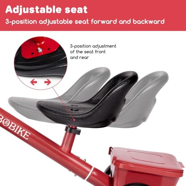 Bobike Toddler Tricycle for Ages 2-5 Years, Tricycle with 2 LED Light Wheels, Toddler Bike with 3-Position Seat and Rear Basket, Kids Bike Gift for Boys & Girl (Red) 4 71dKuTzuZcL. AC SL1500