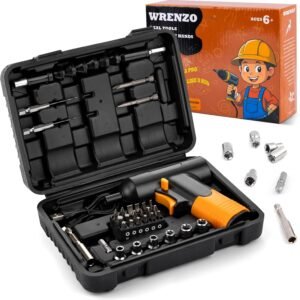 Kids Cordless Electric Drill Tool Set (Model kT001) – 32pcs Construction Building Kit with Interchangeable Bits, Flexible Shaft, Charger & Portable Case, Educational DIY Toys for Boys & Girls - Image 2