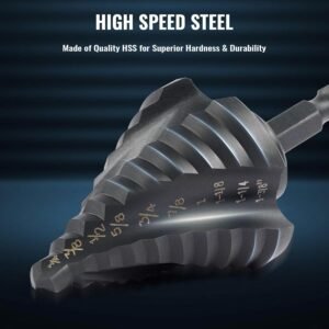 ZELCAN Step Drill Bit Set, 5PCS Four Spiral Flute Step Bits for Metal, 50 Sizes Titanium-Coated HSS Drill Bits with 1/4" Hex Shank for Stainless Steel Aluminum Wood Plastic - Image 4