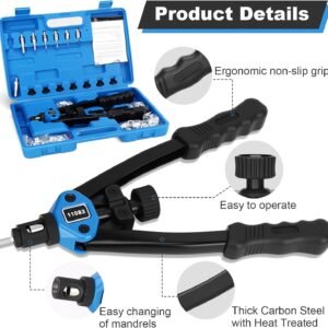 126pcs Rivet Nut Tool Kit Compatible with Astro 1442 1450, 13" Rivet Gun Kit with 7 Metric Mandrels, Nutsert Tool Kit, 110pcs Rivnut Tool with BMC Case - Image 4