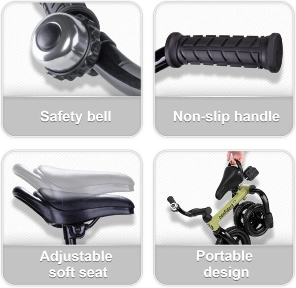 YGJT 3 in 1 Tricycle for Toddlers Age 2-5 Years Old, Folding Kids Balance Bike with Adjustable Seat and Removable Pedal, Toddler Bike Ride-on Toys for Infant, Gifts for Baby Boys Girls(Army Green) 6 71f13H9MkqL. AC SL1500