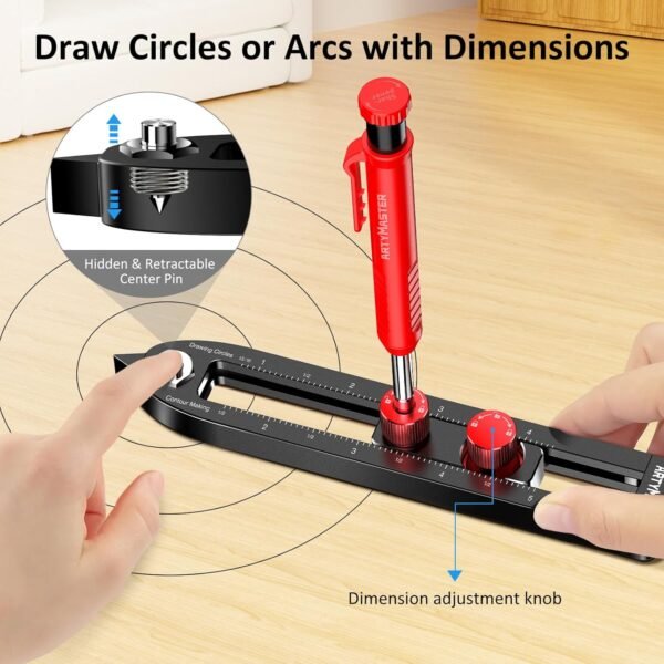 Multi-Function Scribing Tool, DIY Woodworking Scriber Line Maker, Portable Aluminum Alloy Woodworking Compass Scriber Tool, Inch Circle Marking Gauge,Deep Hole Carpenter Pencils 6 Refills. 6 71f1Yj9rNfL. AC SL1500