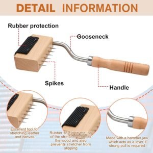 Cinnvoice Gooseneck Webbing Stretcher Upholstery Tool Gooseneck Webbing Stretcher Stretching Tool Handy to Catch The Close to Frame with Plenty of Leverage 12 Cinnvoice Gooseneck Webbing Stretcher Upholstery Tool Gooseneck Webbing Stretcher Stretching Tool Handy to Catch The Close to Frame with Plenty of Leverage - Image 4