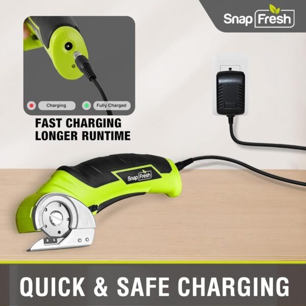 SnapFresh Cordless Electric Scissors, 4V Electric Mini Box Cutter, Carpet & Cardboard Cutter Tool with a Replacement Blade/Charger, Rotary Cutter for Cardboard Packages Leather Plastic (Green) 9 71fdPpbalSL. AC SL1500
