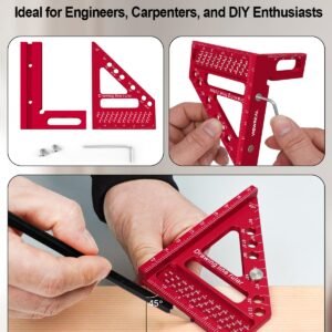 Premium Carpenter Square Hole Scribing Ruler Woodworking Square 22.5-90 Degree Measuring Ruler with Angle Pin,Versatile Multi Angle Square for Woodworking, Engineering, and Construction - Image 7