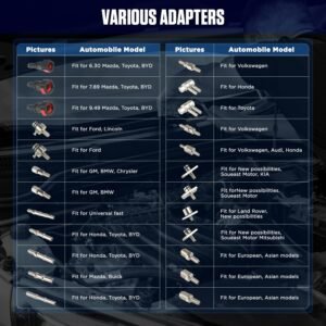 C100 Fuel Injector Cleaner Kit,Non-dismantle Fuel Injector Cleaner Machine,1000ML 150PSI Fuel Injection Systems Cleaning Tools with Various Adapters and Packing Box for Gasoline Injectors - Image 9