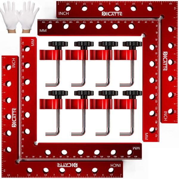 90 Degree Positioning Square Right Angle Clamp 7.1" x 7.1" Aluminum Alloy Woodworking Carpenter Tool,4 Pcs Right Angle Clamps With 8 Clamps,For Picture Frame Box Cabinets Drawers 2 71iZ9CTBRKL. AC SL1500